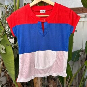 Vintage 1970s Colorblock Keyhole Top Women’s M Fits S 16x20
